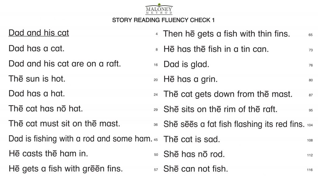 L1A Story Reading Fluency Check Sample