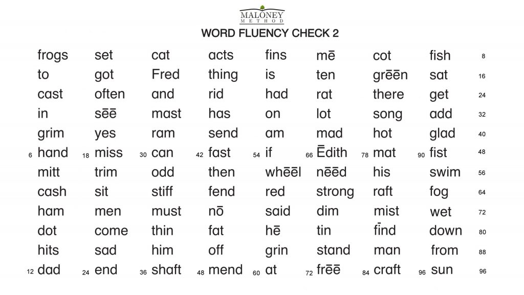 L1A Word Fluency Check Sample