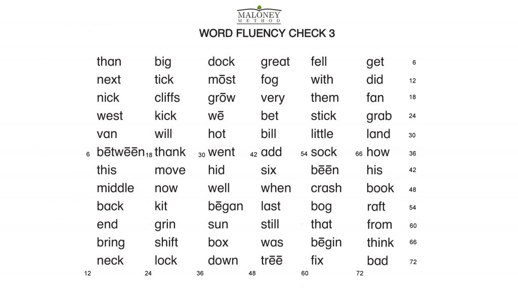 L1A Word Fluency Check 3 Sample
