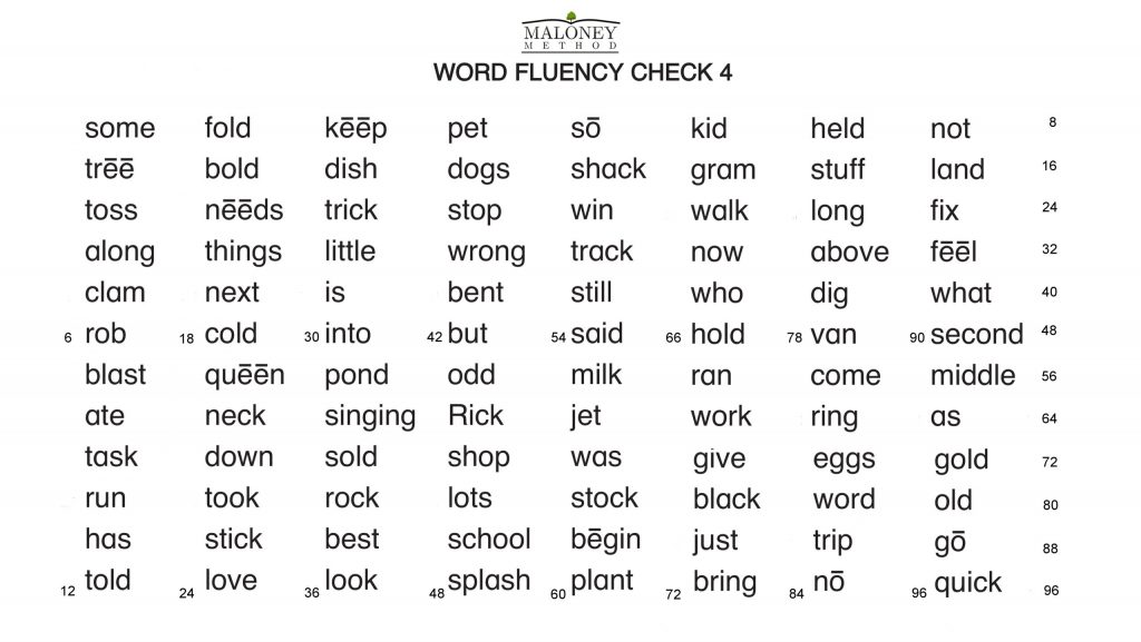 L1A Word Fluency Check 4 Sample