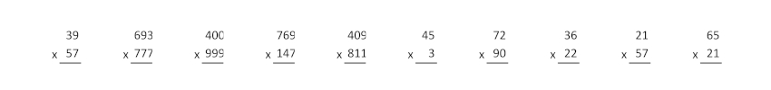 Multiplication Placement Test Question 5